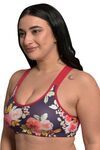 Inner Sense Organic Cotton Bamboo Plus Size Sports Bra - Purple Floral Print — thumbnail 2